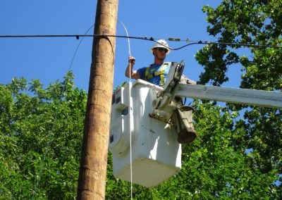 fiber pull telephone pole